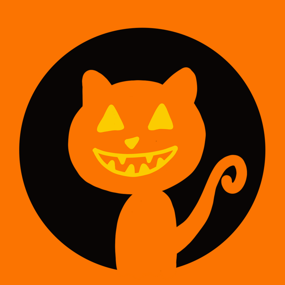 The github icon redrawn as a pumpkin cat.